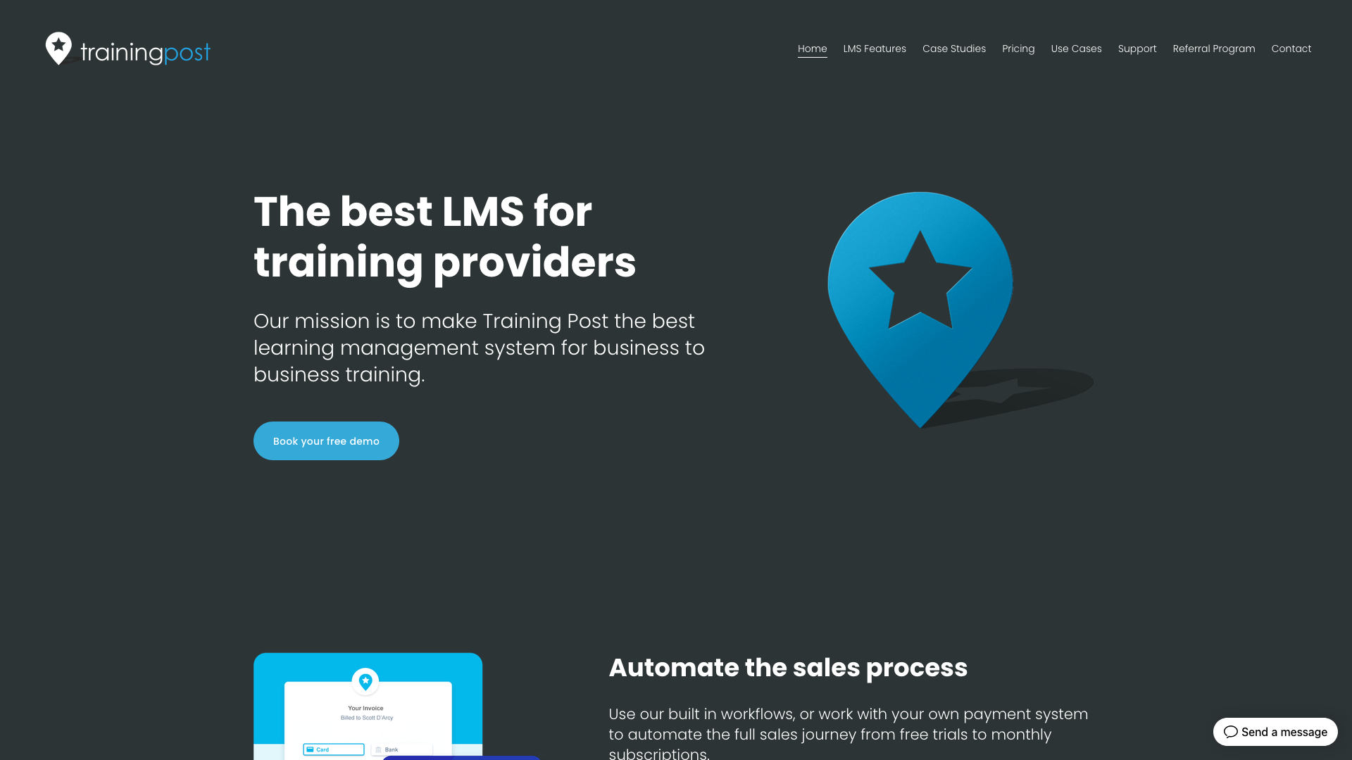 Training Post homepage for Can Studios showing the learning management system hero section.